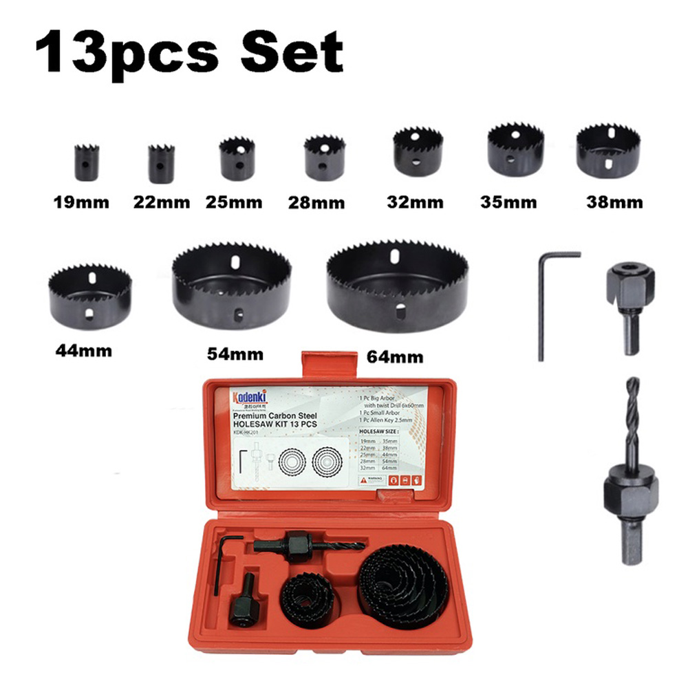 46fddd6058e3e66aa9b2d2ee977a5654 Holesaw Kit Set 13 Pcs – Mata Bor untuk Kayu, Pipa PVC & Gypsum - Image 1