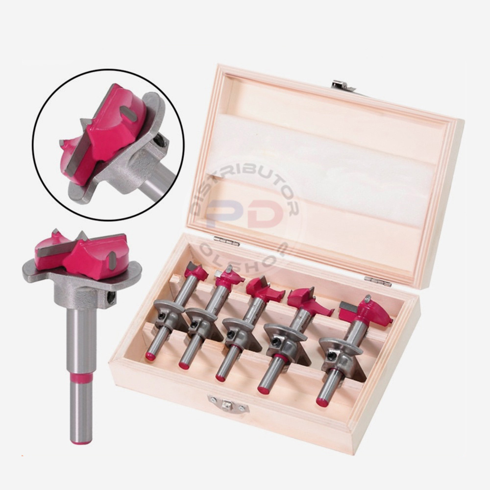 b99833749f285aa5983df57324d1e109 Forstner Drill Bit TCT Set 5 Pcs Stopper Engsel Sendok Mata Bor Kayu Furniture - Image 1
