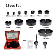 Holesaw Kit Set 16 Pcs – Mata Bor untuk Kayu, Pipa PVC, dan Gypsum