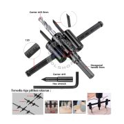Kepala Mata Bor Papan Kayu Adjustable Circle Hole Saw Jangka Cutter
