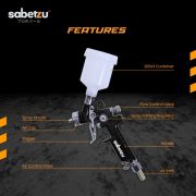 Sabetzu Spray Gun HVLP 125ml / 600ml Tabung Atas – Alat Semprot Cat Angin Air untuk Cat Mobil, Kayu & Interior - Image 2