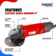 Kodenki 4 Inch Angle Grinder Mesin Gerinda Tangan Gurinda Disc Grinder Kuat Serbaguna - Image 2
