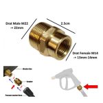 Adaptor Nepel M14 Female ke M22 Male – Konverter Jet Cleaner