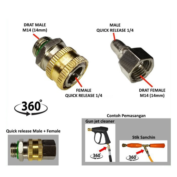 sg-11134201-7rcbs-lsvm0bz70ovf38 Nepel Kopler Swivel Quick Release Kompresor Air Angin Steam Gun Connector Universal - Image 1