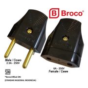 Steker Listrik Gepeng Model Broco – Colokan Male Female