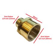 Double Nipple Adapter 1/4 to 1/2 Inch Kuningan Nepel Drat Luar Dalam Brass Fitting