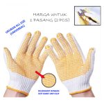 Sarung Tangan Kerja Benang Rajut Putih Bintik Dot Tebal Tidak Licin Serbaguna Glove