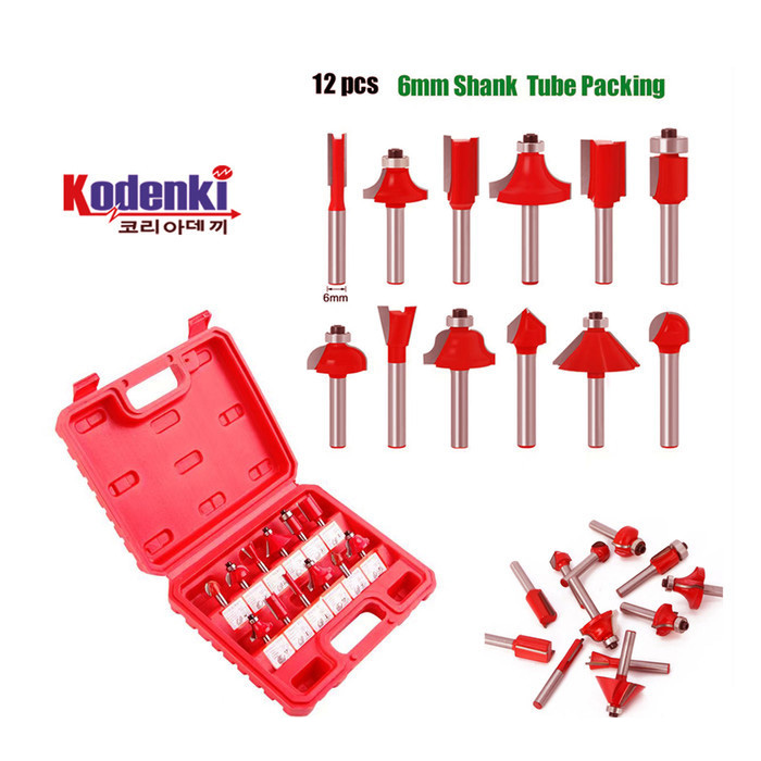 sg-11134201-7rdy2-lz0pzr74hnlj10 Router Bit Set 12 PCS 1/4 Inch Mata Mesin Profil Kayu Electric Wood Trimmer Ukir Serut - Image 1